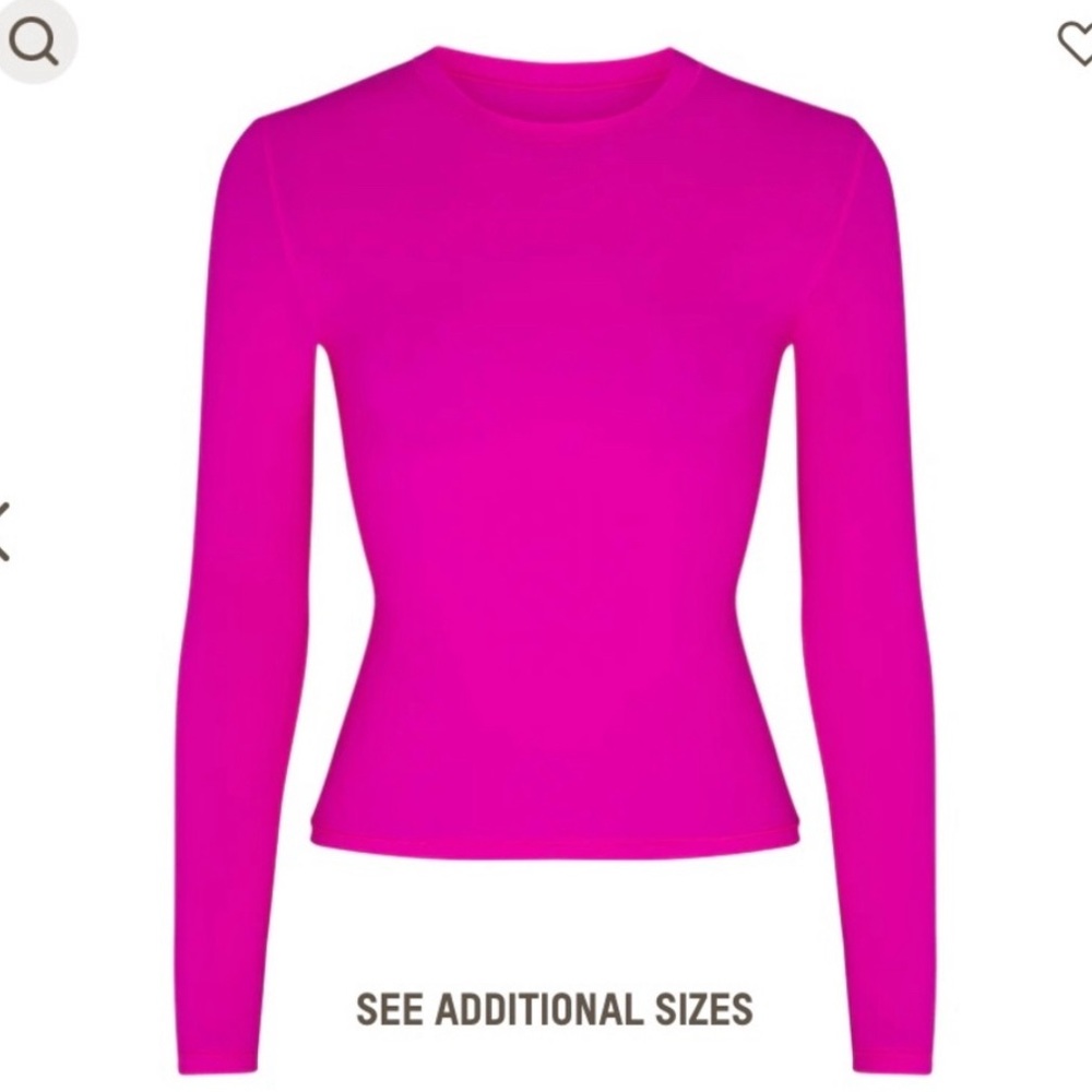 SKIMS Long Sleeve Crewneck Top - Hot Pink
